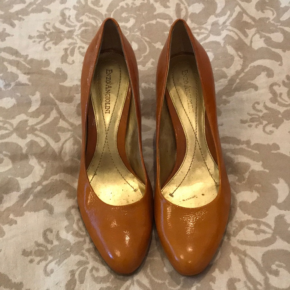 Enzo angiolini orange leather 2 inch heels 8 1/2M